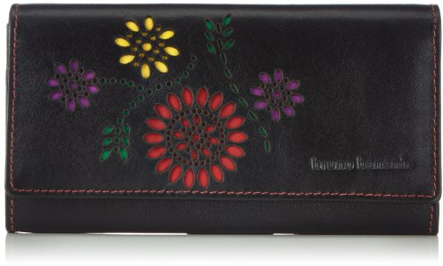 Bruno Banani Damenlangbörse mit Überschlag W 320.1833 Damen Geldbörsen 18x9x3 cm (B x H x T), Schwarz (schwarz/bunt)