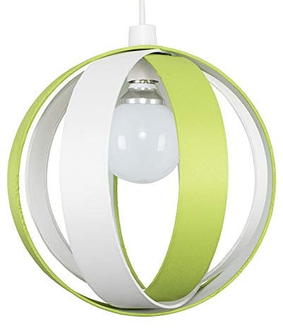 MiniSun | Modern Green and Cream Fabric Cocoon Ceiling Light Shade | Pendant Lights, Home Décor & Improvement Essential | 290cm Shade Width