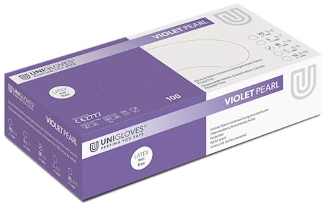 UNIGLOVES - Violet PEARL® Violett passgenaue Einweghandschuhe aus Nitril | Lebensmittelecht, puderfrei & latexfrei| hohe Festigkeit & Haltbarkeit | 100 Stück | Einmalhandschuh L