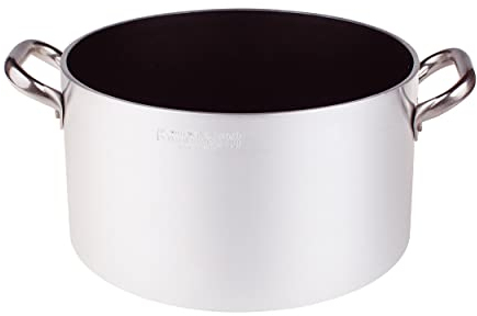 Ollas Agnelli Platinum Alta Cazuela, de Aluminio, con 2 Asas en Acero Inoxidable, Plata, 24 cm