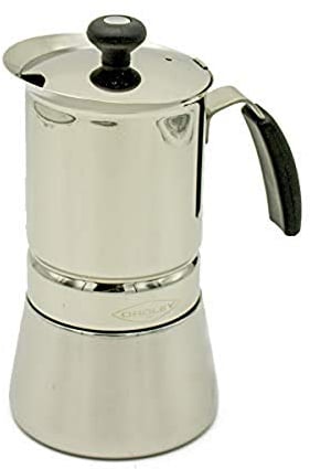 Oroley - Cafetera Italiana Arges | Acero Inoxidable | 6 Tazas | Cafetera Inducción, Vitrocerámica, Fuego y Gas | Estilo Tradicional