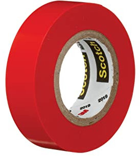 Scotch Vinilo Color Coding Cinta Eléctrica 35, 1/2 x 20 pies, 10 rollos/cartón, Rojo