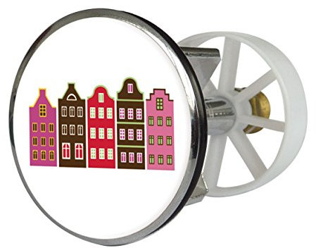 Waschbeckenstöpsel Design Häuserchen | Abfluss-Stopfen aus Metall | Excenterstopfen | 38 – 40 mm