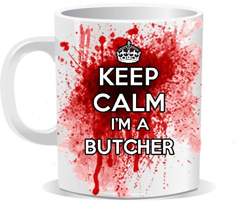 Ellisgraphix Keep Calm I'm a Butcher Mug Secret Santa Mug Christmas Xmas Naughty Swearing Rude Novelty Joke Funny Tea Coffee Work Shop Office