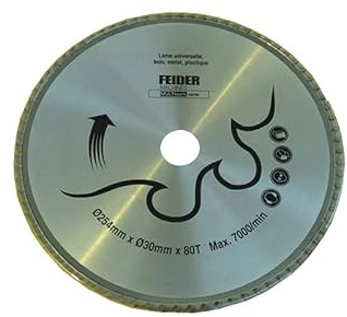 FEIDER F254LU Universal Kreissägeblatt - Sägeblatt für Kreissäge, Gezahnte Sägescheibe - Stahl - 254x30mm - 7000Tr/min Max - 80 Zähne - Schneidet Holz, Metall, PVC - Schneidet Schnell & Sanft