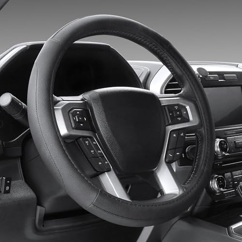 SEG Direct Couvre Volant Voiture Housse Volant 37-39cm Noir | Taille Standard Moyenne, Microfibre cuir, Accessoires Intérieurs Auto