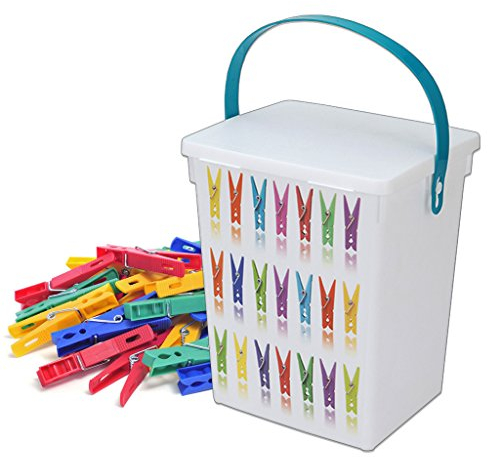 Guaranteed4Less Clothes Plastic Pegs Container Washing Line Lid Handle Box Storage Home Laundry
