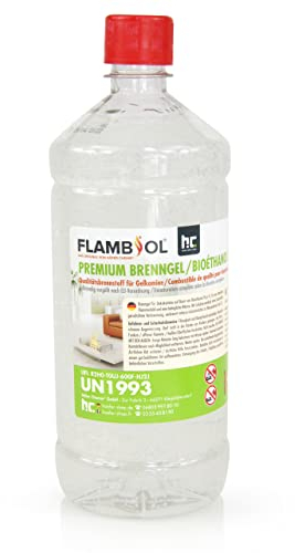 FLAMBIOL® Bioéthanol Premium en Gel (6 x 1 L) – Combustible Longue Durée, Idéal pour Cheminées d'Intérieur et d'Extérieur – Formule Améliorée et Écologique, Fabriqué en Allemagne