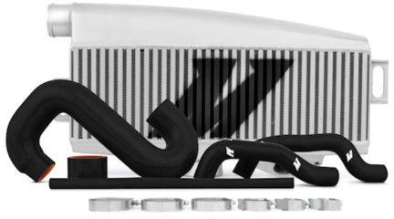 Mishimoto MMTMIC-WRX-01SLBK Top-Mount Intercooler Compatible With Subaru WRX/STI 2001-2007 Silver Cooler, Black Hose