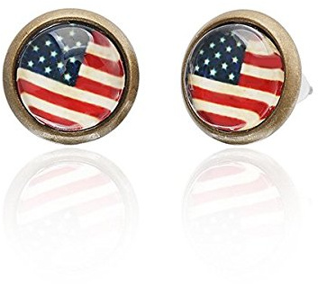 Chic-Net Brass Ohrstecker Flagge Land Fahne 10 mm Unisex Ohrringe Edelstahl nickelfrei bunt