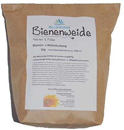 2kg Bienenweide Nektar & Pollen Blühmischung Blumenmischung Blumenwiese für bis zu 2000m² von BLÜHKING®