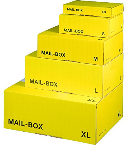 karton-billiger Mail-Box Versandschachtel, XS, S, M, L, XL in 3 Farben, 20Stück (S - 249x175x79mm, gelb)