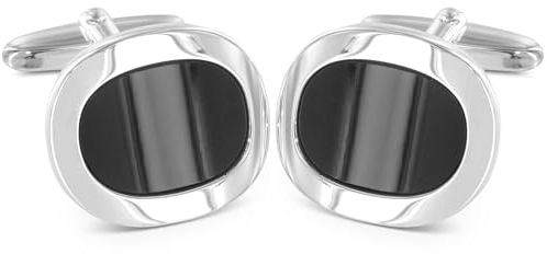 Grom Manschettenknöpfe Silber Onyx Stein