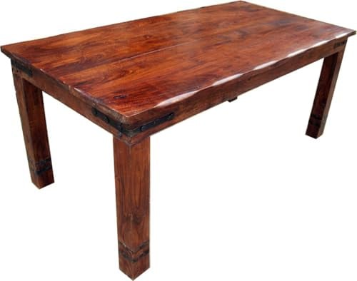 Massiver Esstisch aus Akazienholz, runde Kanten, Kolonialstil, Modell 1 | Höhe 78 cm, Breite 90 cm, verschiedene Längen verfügbar, handgefertigt, vielseitig einsetzbar
