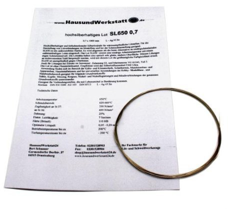 Hochsilberhaltiges Hartlot SL650 0.7mm x 1.000mm 55% 650°C Silberlot