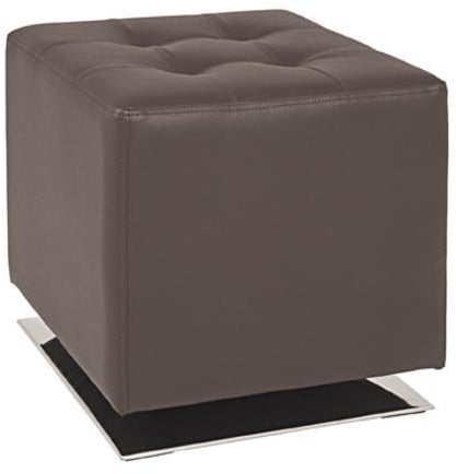 Hocker mit braunem Kunstleder bezogen, Fußteller aus verchromtem Stahl, drehbar, Haku, 30888