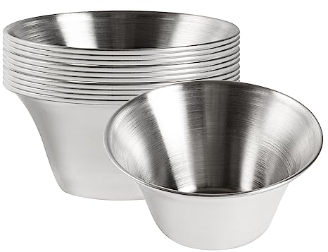 Stainless Steel Condiment Cup, Ramekin, Sauce Cup - Round - 6 oz - 10ct Box - Restaurantware