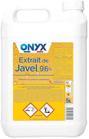 Onyx - Extrait de Javel 9,6% - pour Rénover et Décaper Les Extérieurs - Détruit Les Salissures - Économique et Efficace - Fabrication Française - 5L