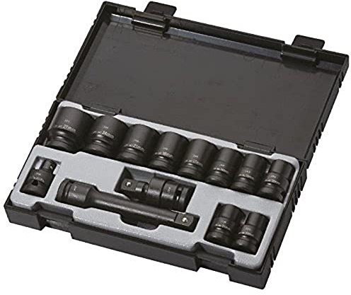 JBM SET DE VASOS DE IMPACTO DE 13 PIEZAS DE 1/2 HEXAGONAL + ADAPTADOR