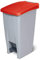 Poubelle à pédale avec roulettes, capacité 60 litres, HxLxP 700 x 380 x 490 mm, gris corpus, couvercle rouge
