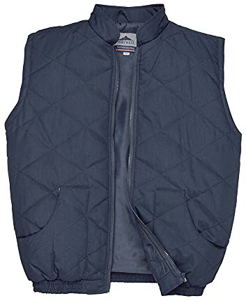 Portwest S412 Glasgow Bodywarmer Elasticated Hem Kangaroo Pocket Polycotton | Navy, 2X Large, Slim Fit, 35% Cotton, 65% Polyester, Front Zip Opening, Fully Lined, Mandarin Collar, Workwear, Cold Weather