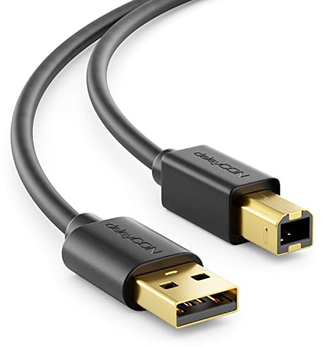 deleyCON 0,5m USB 2.0 Cable de Datos Cable de Impresora Cable Para Escaner - USB A Macho a Conector USB B Para Impresoras Escáner - Negro