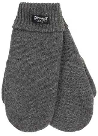 EEM Damen Winterhandschuhe Fäustling, 100% weiche Wolle, Thinsulate Thermofutter, anthrazit S/M