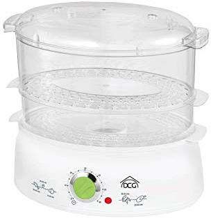 DCG DG2334-Vaporera eléctrica 2 cestas 600w Electrodomésticos para el hogar, Color Blanco, Medium