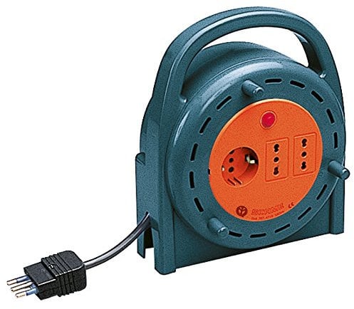 Poly Pool PP0681 Avvolgicavo 10 m Spina Grande 16 A Con 2 Prese Bivalenti e Una P30 Sezione Cavo 3x1,5 mm²