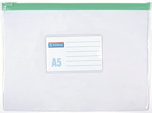 DONAU 1797001PL-00 Reißverschlussbeutel/Reißverschlusstasche, PVC, A5, transparent