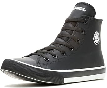 Harley-Davidson Footwear Baxter Chaussures de Skateboard, Noir/Blanc, 10-D US Mens
