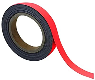 BEAVERSWOOD Magnetic Steel Easy-Wipe Tape - Flexible, Cut-to-Fit, High Visibility Red, 20mm x 10m - Ideal for Non-Magnetic Surfaces in Offices, Garages, Warehouses