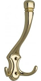 SIRO Kleiderhaken Gütersloh, Klassisch, Vintage, Druckguss glänzend vermessingt, 170 mm x 75 mm x 84 mm, LA 32 mm, 547/ZN5