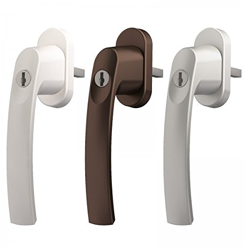 ToniTec Fenstergriff abschließbar Olive Modell: Lena 35mm inkl. Schrauben weiß braun silber Aluminium