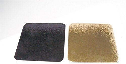 Gold/Schwarz Tortenunterlage 20 cm 10 Stück Eckig