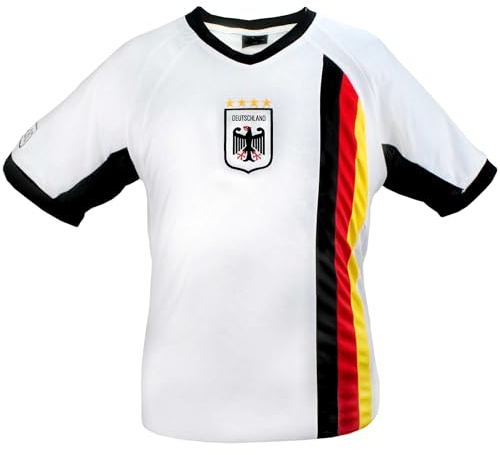 MC-TREND Germany Deutschland Trikot weiß mit Mesh-Einsätzen, Unisex (M)