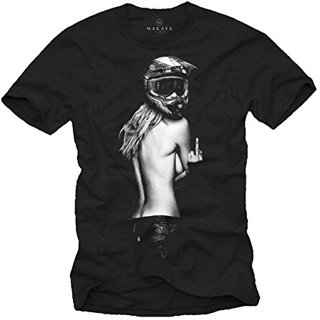 MAKAYA Abbigliamento Moto Enduro Supermoto - Maglietta Casco Motocross T Shirt Uomo Nera XL