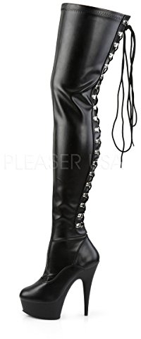 Pleaser DELIGHT-3063 Blk Str Faux Leather/Blk UK 8 (EU 41 )