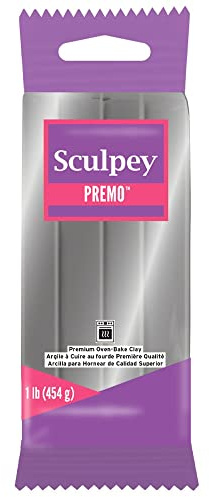 Sculpey Premo™ Polymer Oven-Bake Clay, Silver, Non Toxic, 1 lb. bar, Great for jewelry making, holiday, DIY, mixed media and home décor projects. Premium clay perfect for clayers and artists.
