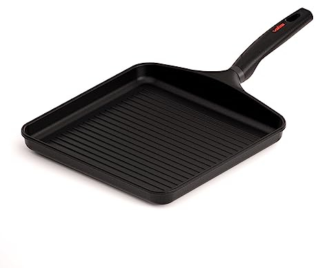 Valira Origen - Grill premium de 28x28 cm hecho en España, aluminio fundido con antiadherente reforzado, apto para inducción