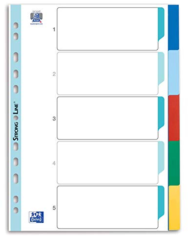 Oxford Kunststoff-Register A4, Strong-Line, blanko, 5-teilig, 10 Stück