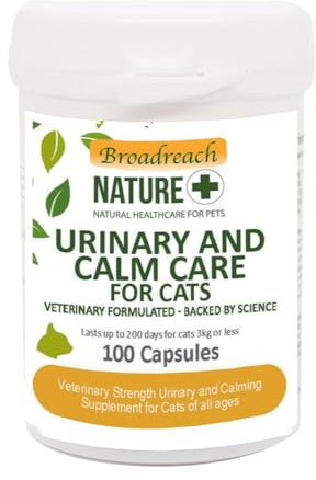 URINARY, CYSTITIS AND CALMING Supplement for Cats - Vet Strength - Natural Ingredients - Advanced UK Veterinary Formula - 100 caps