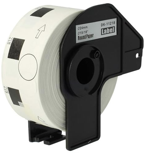 vhbw Etiketten-Rolle mit Halter 24mm (1000 Etiketten) kompatibel mit Brother PT QL-550, QL-560, QL560VP, QL-570 Etiketten-Drucker - Premium