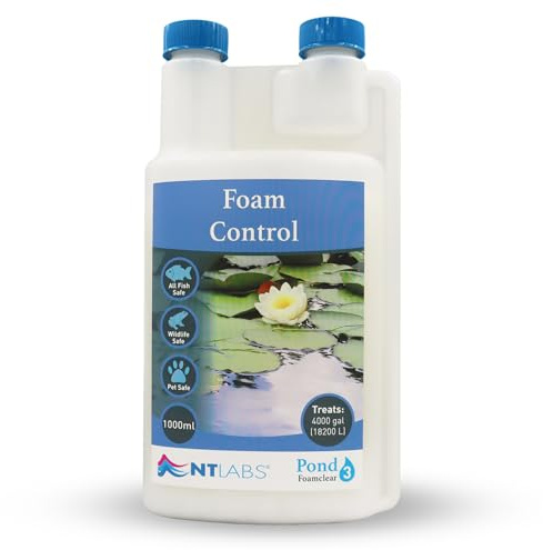 NT Labs Pond Foamclear Foam Control Treatment (1000ml Treats 18,200L) | Anti-foam liquid breaks down unsightly surface froth to control excess protein and restore healthy gas exchange.