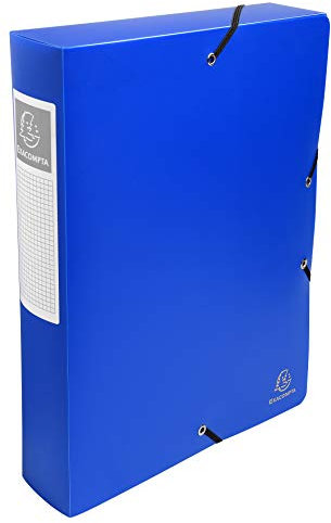 Exacompta 59882E Sammelbox OPAK mit Gummizug 80 mm breit aus blickdichtem Kunststoff mit Rückenschild für DIN A4 Archivbox Heftbox Dokumentenbox Zeichenbox hellblau