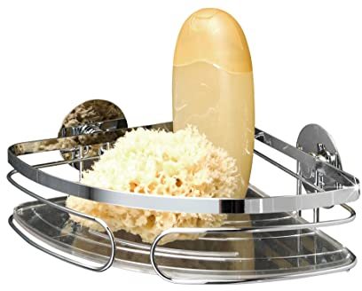 Wenko 8293900 Turbofix Eckablage Befestigen ohne bohren, Edelstahl rostfrei, glänzend, 20.5 x 20.5 x 6.5 cm