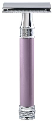 Edwin Jagger DELHE Classic Langer Griff Double Edge Manual Umweltfreundlich Sicherheitsrasierer für Männer und Frauen für Rasierschaum oder Seife Fits All DE Rasierklingen (Heather)