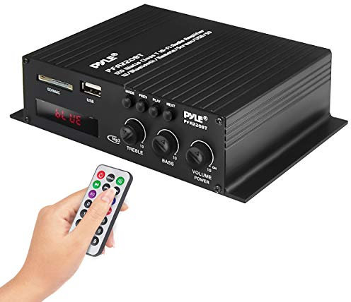 Pyle Class-T Bluetooth Power Audio Amplifier - 120W Mini Dual Channel Sound Stereo Receiver Box w/USB, RCA, 12V Adapter - For Subwoofer Speaker, Home Theater, PA System, Studio Use PFA220BT