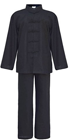 Men's Tai Chi Suit Kung Fu Uniform Martial Arts Clothing Black - Size: XXL