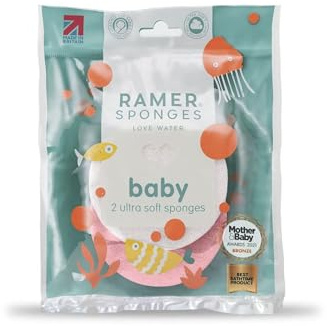 Ramer Ultra Soft Baby Sponges Twin Pack - Strawberry Pink & White